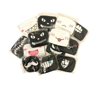 13-Pack Washable Reusable Cotton Face Masks With Assorted Fun Mouth Print Patter